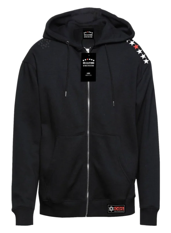 Black Zip Hoodie_Standard Drawstring Front_ 1